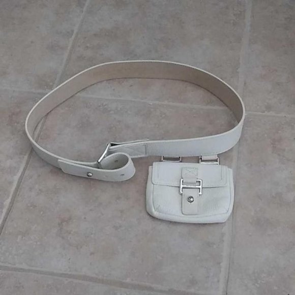 MICHAEL KORS WHITE LEATHER BELT WITH PURSE SIZE L/XL - Picture 1 of 4